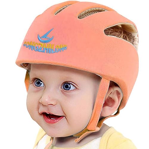 IULONEE - Casco para bebé gorra ajustable suave para niños pequeños cuando aprenden a caminar arnés para caminar y gatear naranja