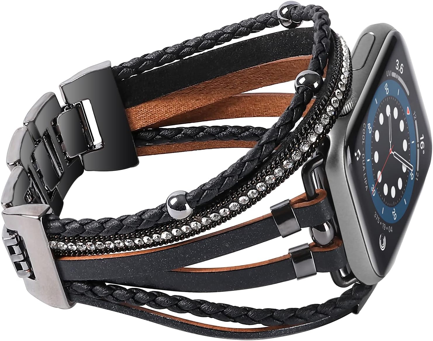 WONMILLE Posh Leather Bands Compatible with Apple Watch 41mm 40mm 38mm 45mm 44mm 42mm 49mm Women, Boho Bracelets Jewelry Multilayer Wrap Strap for iwatch Series Ultra 10 9 8 7 6 5 4 3 2 1 SE