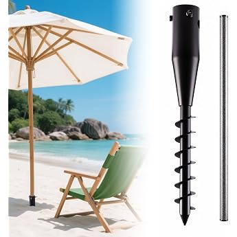 Heavy Duty Ground Spike Heavy Duty Parasol Stand & Ground Spike for Rotary Dryers 6-Way Spiral Ground Anchor for Beach Umbrellas Fishing Umbrella and Garden Adjustable Buttons 2.5-5 cm