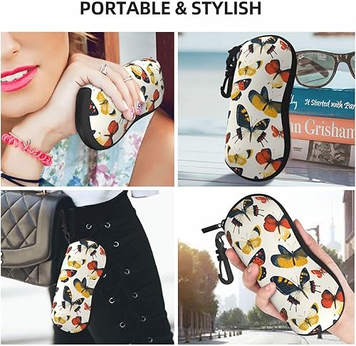 Miniatura 7 de Glasses Case - Colorful Butterflies 1 Print Sunglasses Case Soft Slim Lightweight Neoprene Zipper Glasses Organizer For Women Men