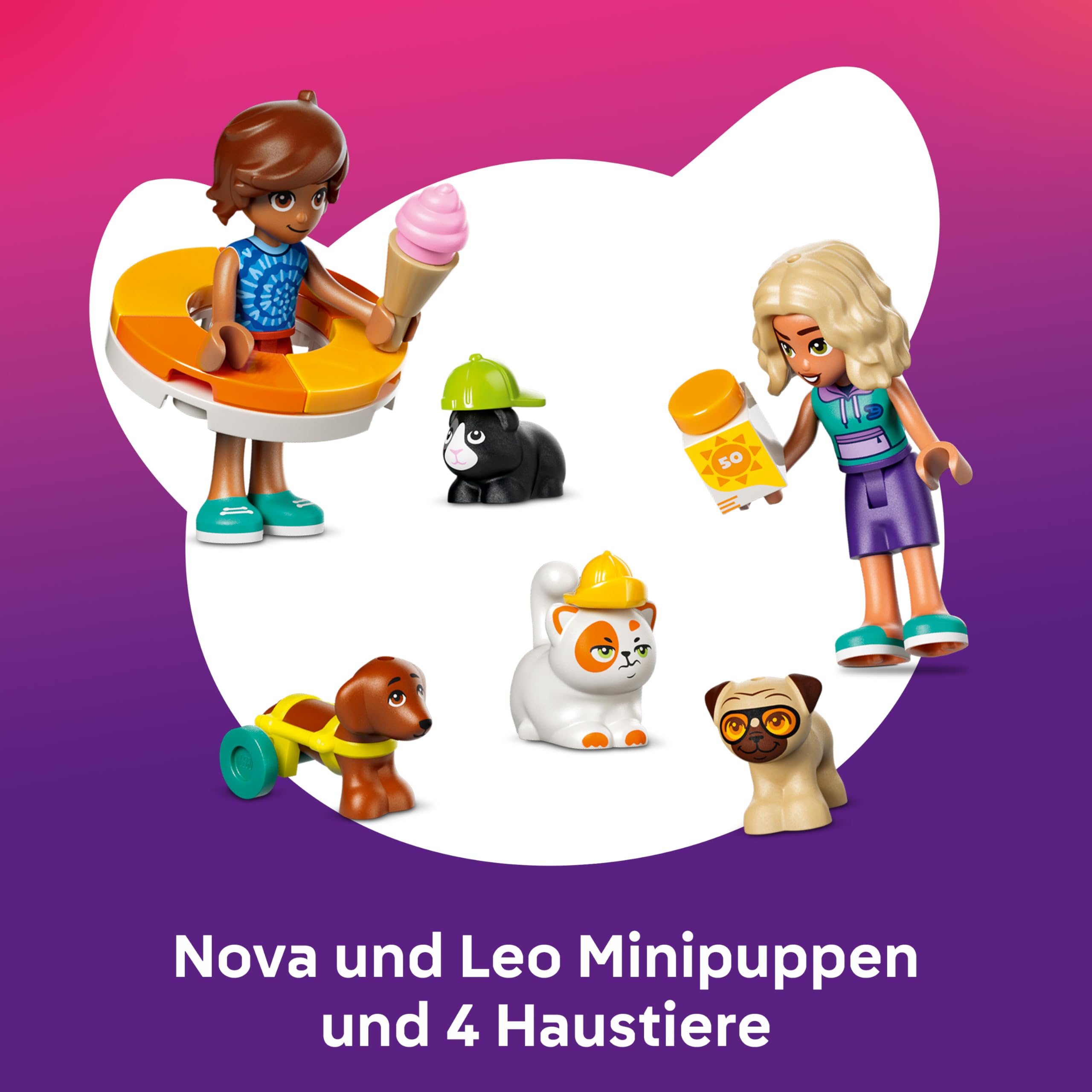 LEGO Friends Lustiger Tag im Wasserpark - Miniatur Spielset mit Rutsche, 2 Minifiguren, 4 Tierfiguren und Tierzubehör - Kinderzimmer Deko - Geschenk zum Geburtstag für Mädchen ab 6 Jahren - 42676