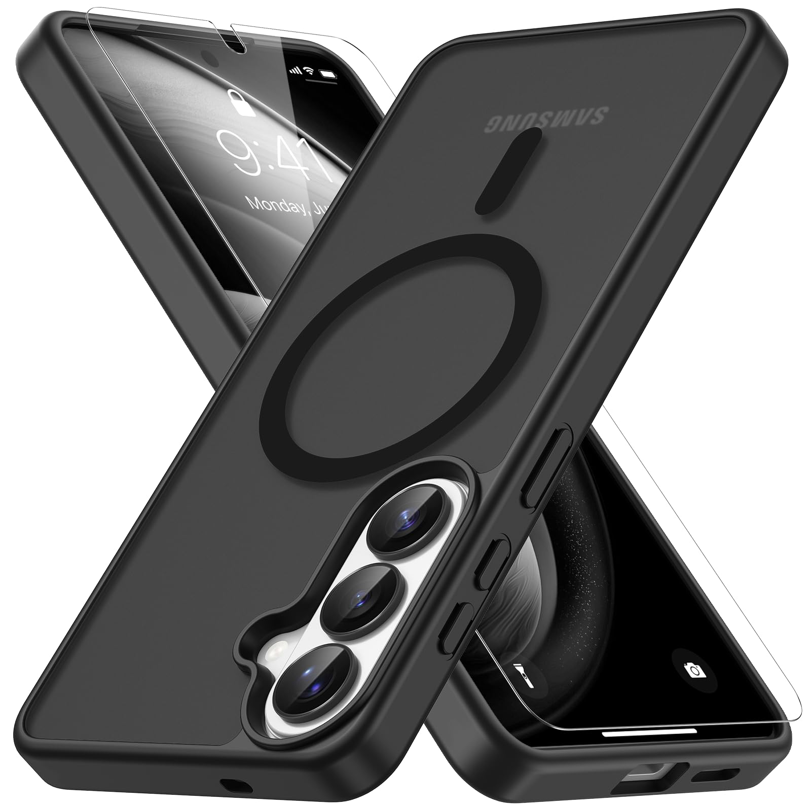 Vansdon Cover Magnetica per Samsung Galaxy S26 Plus con 1 Pezzi Vetro Temperato, Compatibile con Magsafe, Protezione anticaduta di livello militare, Custodia Traslucida Opaca Sottile Antiurto-Nero