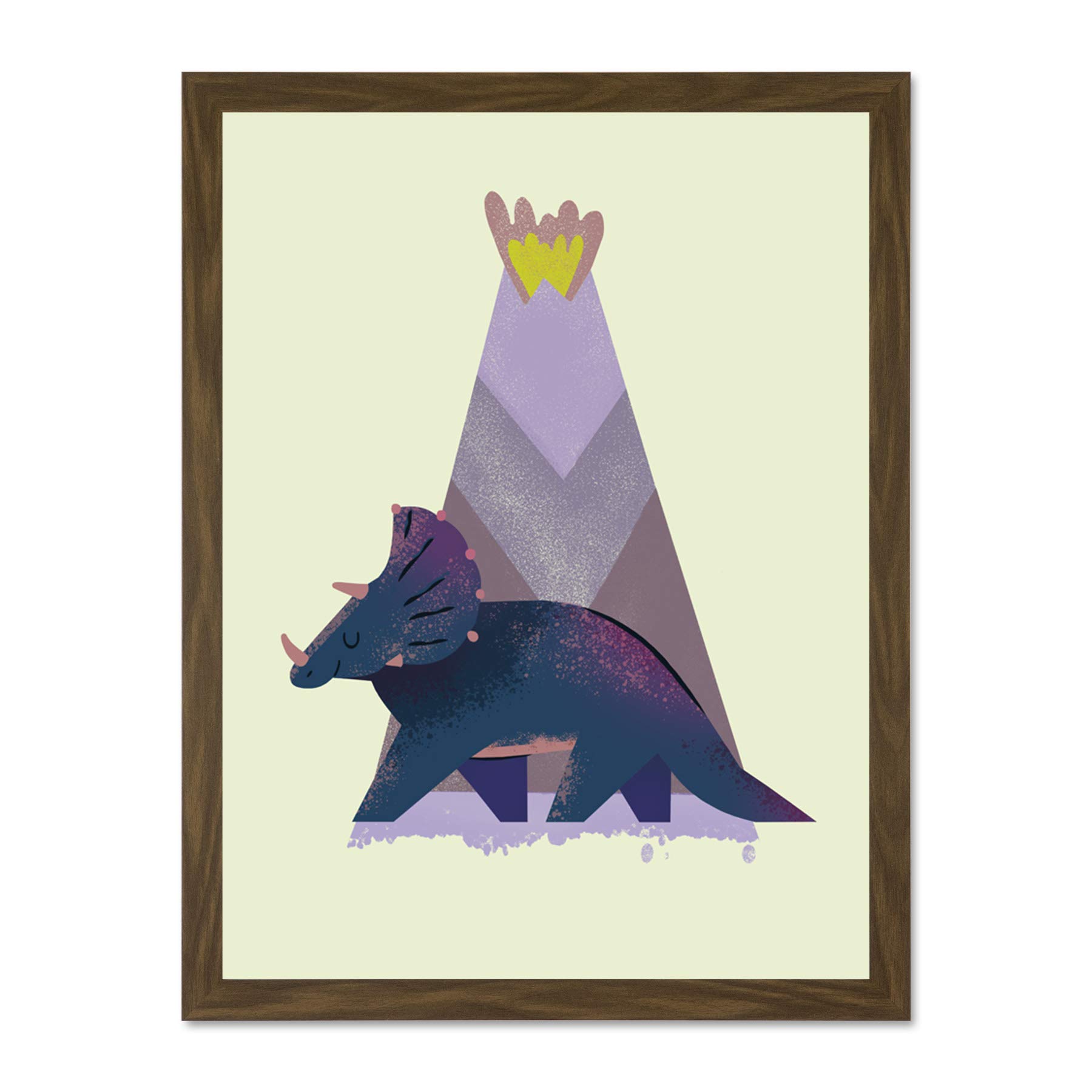 Wee Blue Coo Dinosaur Triceratops Wall Large Framed Art Print Poster Wall Decor 18x24 inch