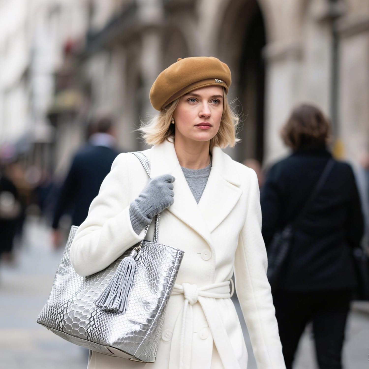 Wool Beret Hats for Women,Classic French Winter Warm Hats,Warm Solid Color Beret Cap - Image 3