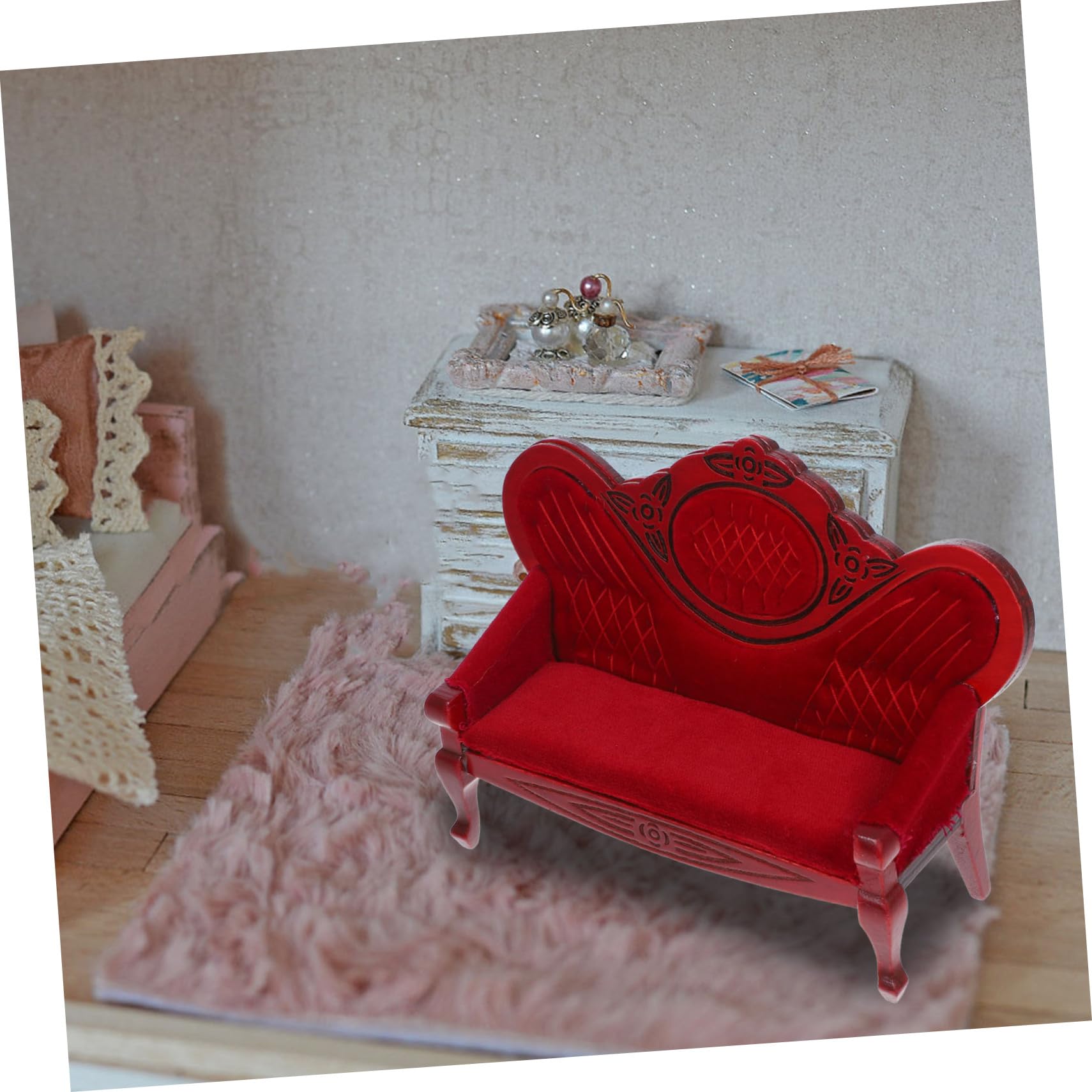 Supvox Miniatur Couch 15,5cm - Plüsch Möbel Für Puppenhaus Dekoration