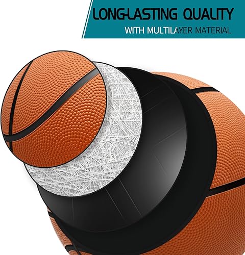 Miniatura 3 de Paquete de 6 pelotas de baloncesto inflables de 29.5 pulgadas, tamaño oficial 7, con inflador para hombres y mujeres, para exteriores, interiores o