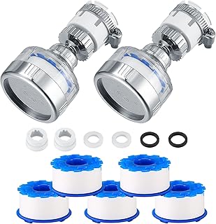 Sink Water Filter, Sink Filter Water Faucet, 2 Pcs Water Filter for Sink, 360° Rotating Faucet Water Filter for Kitchen Sink, Faucet Filter Purifier for Sink Removes Heavy Metals Hard Water