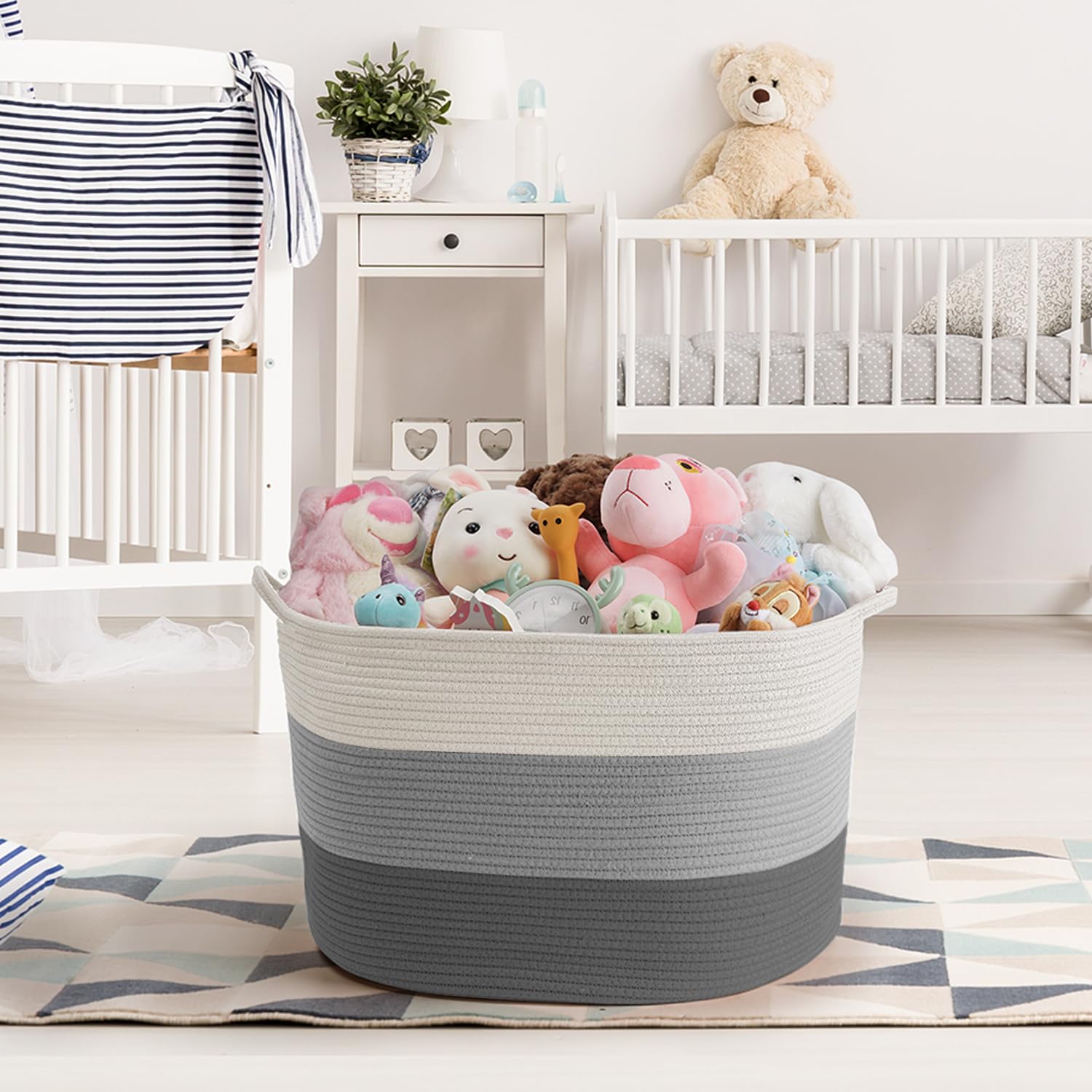 Maliton Laundry Basket, Large Blanket Basket for Toys & Clothes, 55x35cm 68L Foldable Hols Shape Wel - Image 4