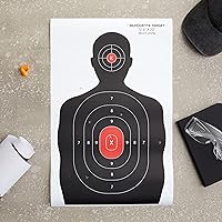 Vista 2 de Juvale Objetivos de tiro de papel para campo de tiro, paquete de 50, 14 x 22 pulgadas, silueta y diana roja, objetivos de pistola