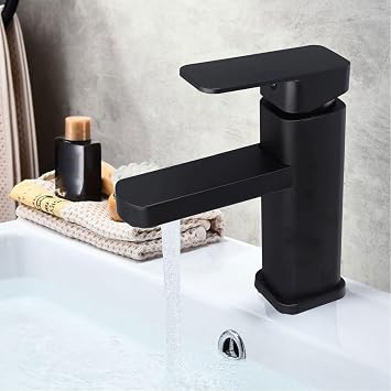 Single Cold Basin Faucet Black Bathroom Sink Tap Counter Water Outlet, For Kitchen Hotel Anti-rust 304 Stainless Steel