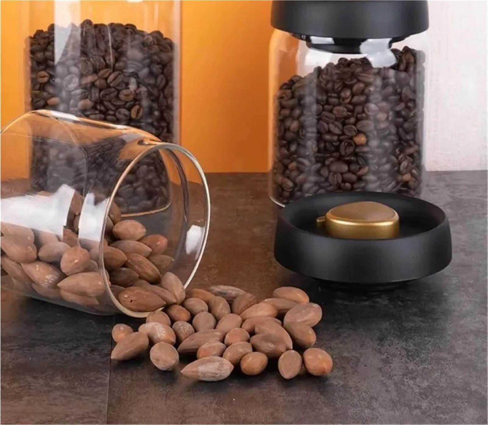 Serbatoio sottovuoto for chicchi di caffè stoccaggio for alimenti in vetro for uso domestico for serbatoio del tè trasparente Per Tè Caffè(1800ml)