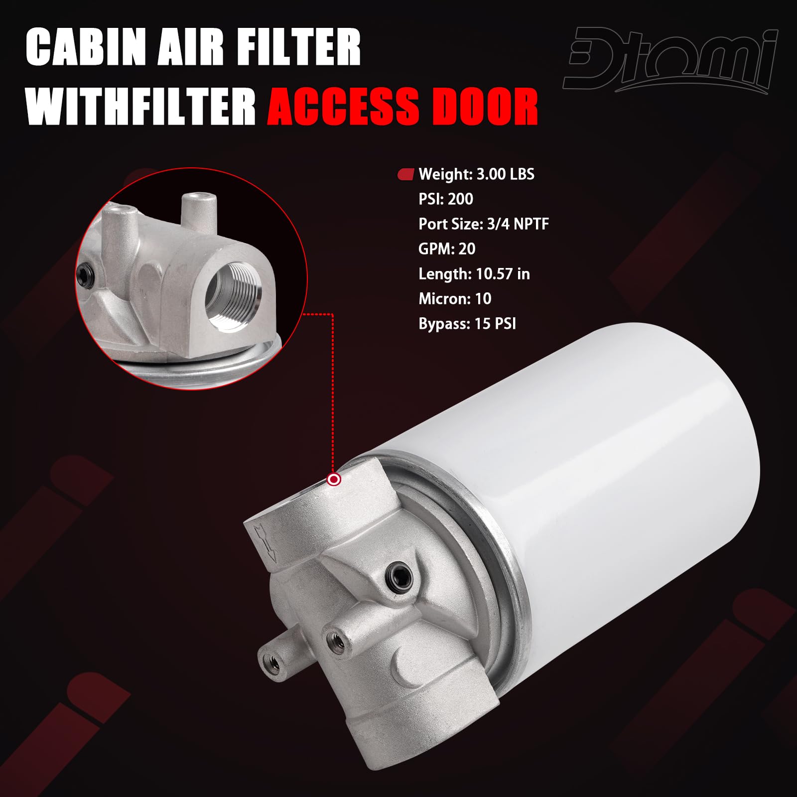 200 PSI Max Pressure, Filter Housing, 221006, 120-818, Spin-On Filter — Amazon image 4