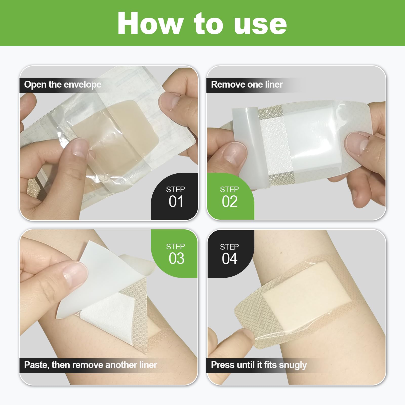 Wasserdichte Silikonbandagen für empfindliche Haut, 5,1 x 10,2 cm, 20 Stück | Schmerzfreie Entfernung, latexfrei, hypoallergen, atmungsaktiv, extra große Klebebandagen für die Wundpflege