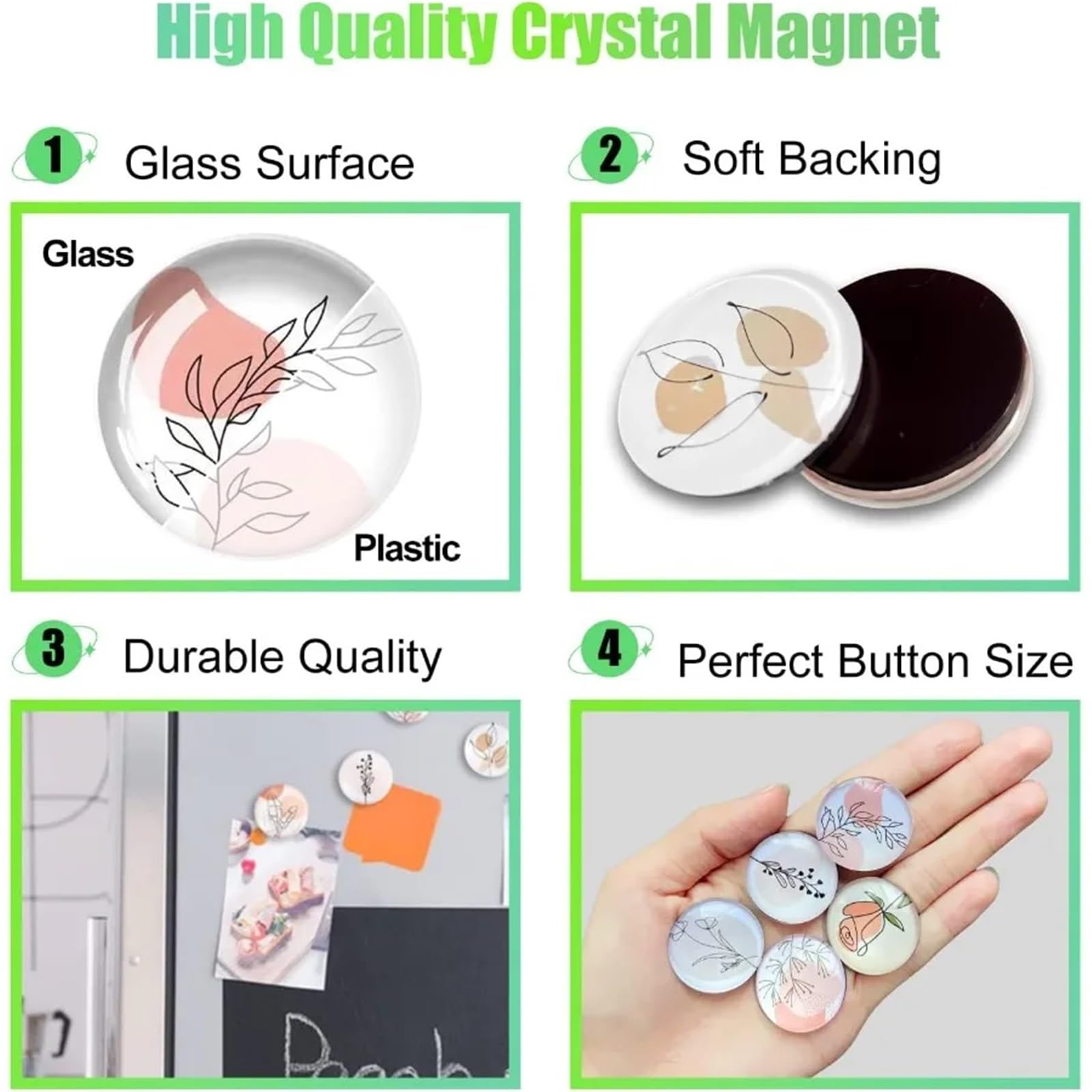 Magnete Kühlschrank 12 Stück Glas-Kühlschrankmagnete, Starke magnetische Kühlschrank-Strichzeichnung, Kristall-Tive for die Küche