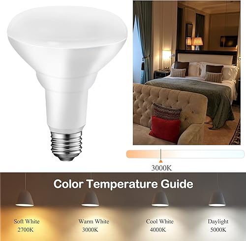 Miniatura 6 de Energetic - Paquete de 12 bombillas empotrables BR30 para interiores, regulable, 11 W  75 W, luz de inundación blanca cálida de 3000 K, 900 lm,