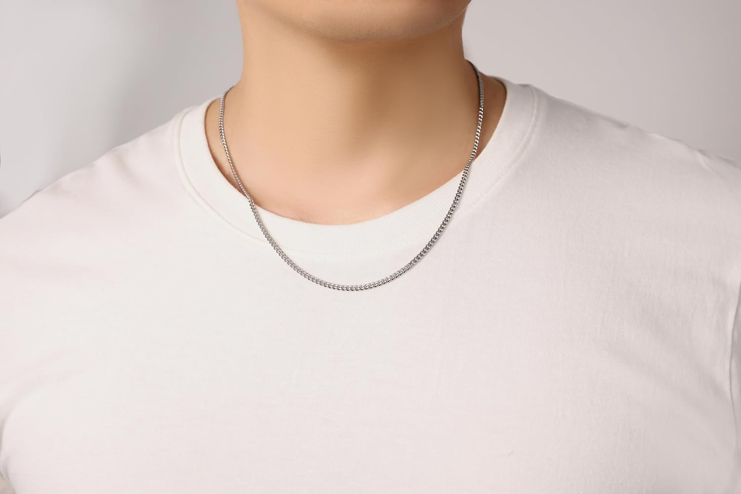 3mm/5mm/7mm Silver Tone Stainless Steel Cuban Link Chain Necklace Jewelry for Men, 16-30 Inches - Image 3