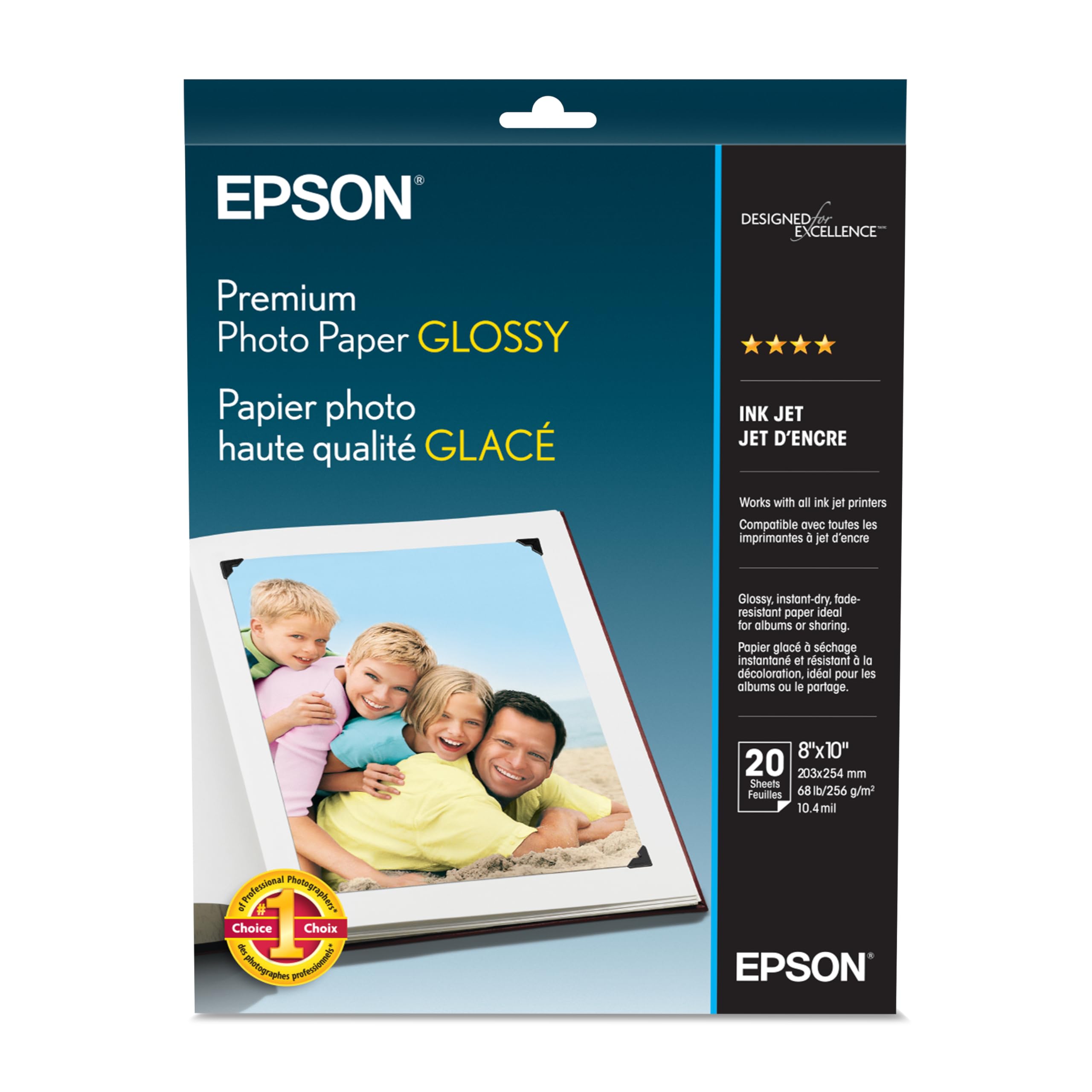 Epson Premium Photo Paper Glossy (8x10 Inches, 20 Sheets) (S041465)