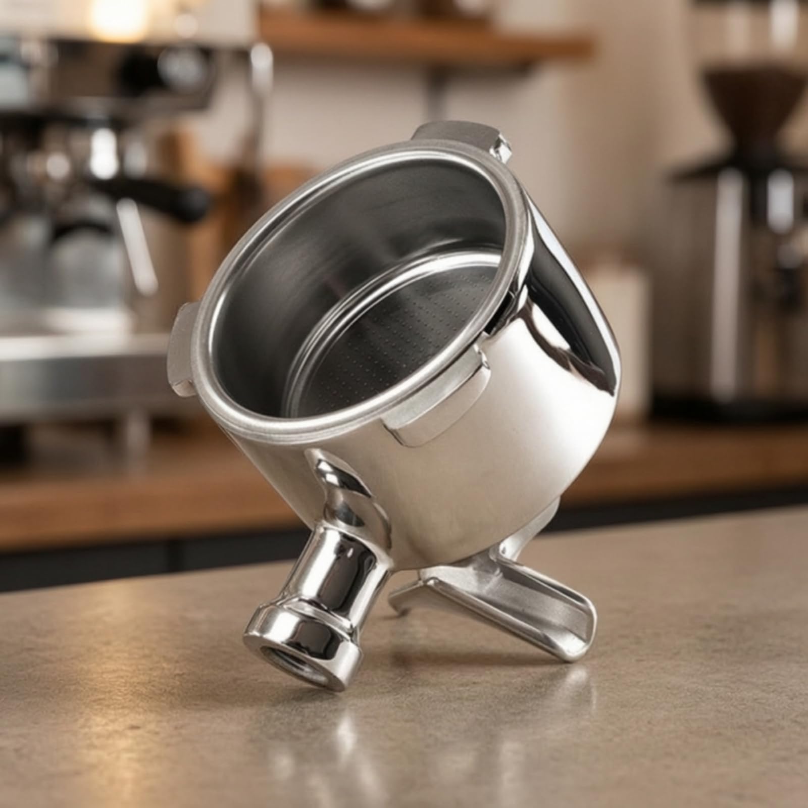 Portafiltro con Contenitore Doppio da 51 | Portafiltro aperto, Smontabile, per Cucina, operatori del caffè