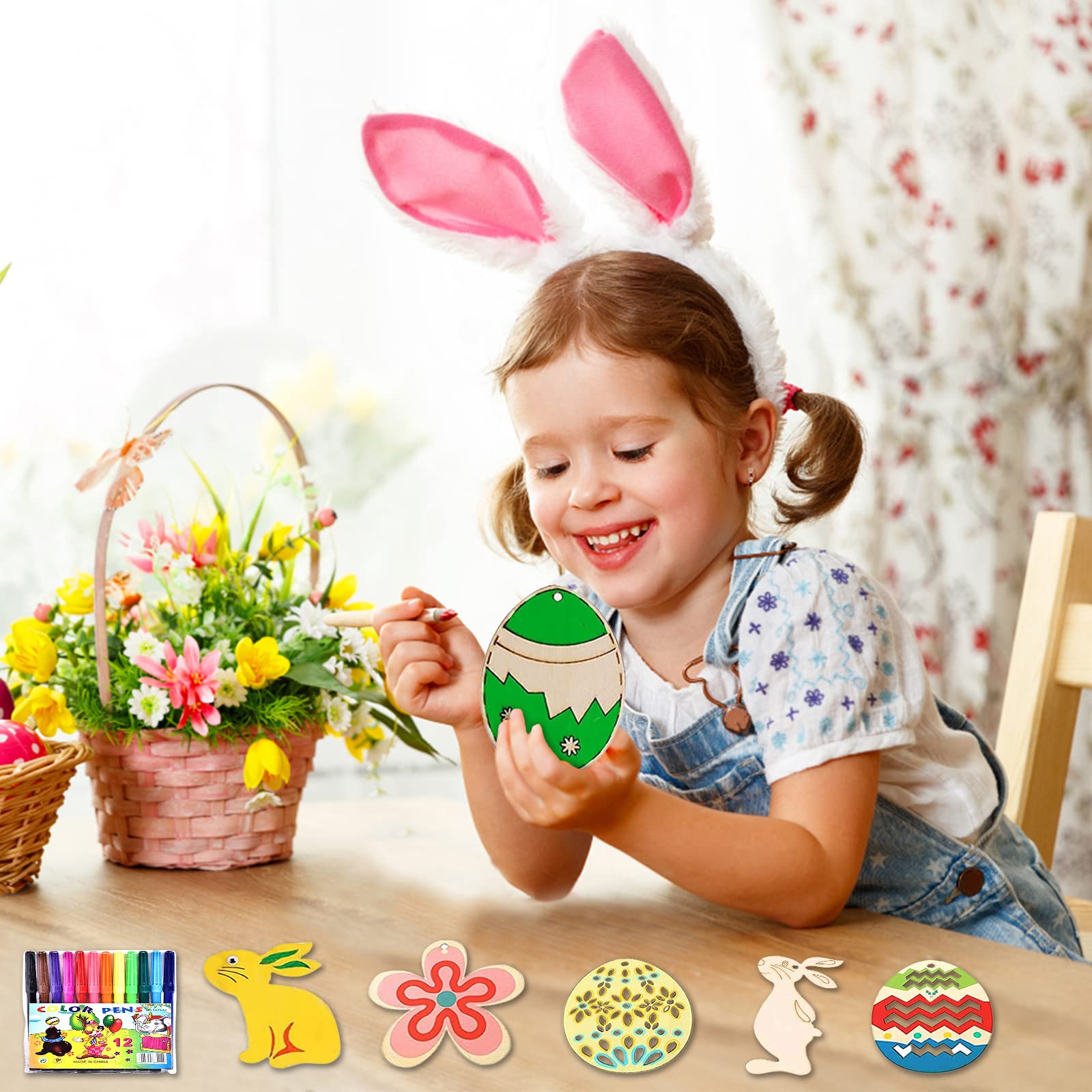 Pasen knutselen voor kinderen, houten hanger