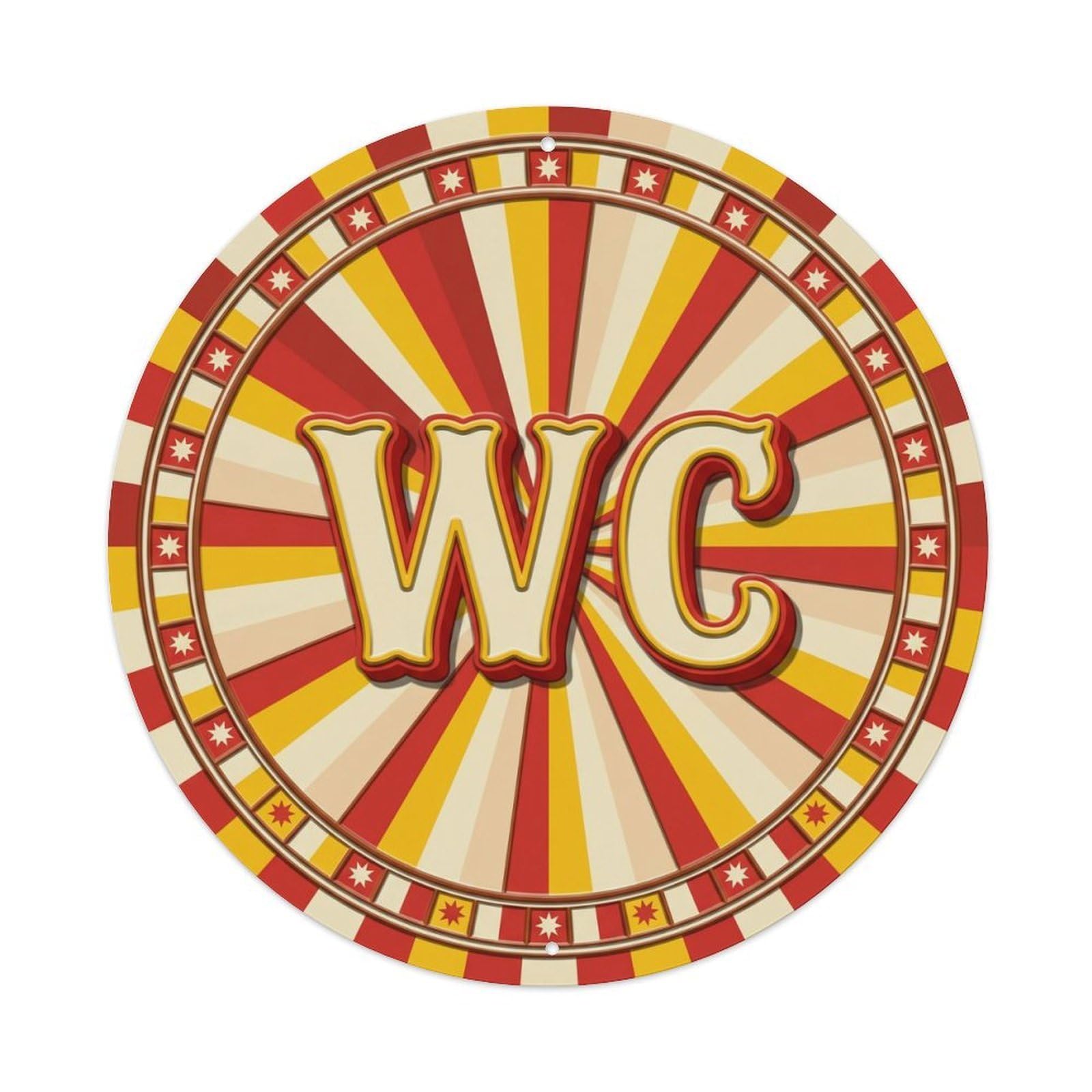 Toilet （WC） Circus Vintage Plate Metal Tin Sign Plaque Wall Decor for Cafe, Club Bar, Office, Home Garden Round Metal Poster 8x8Inch