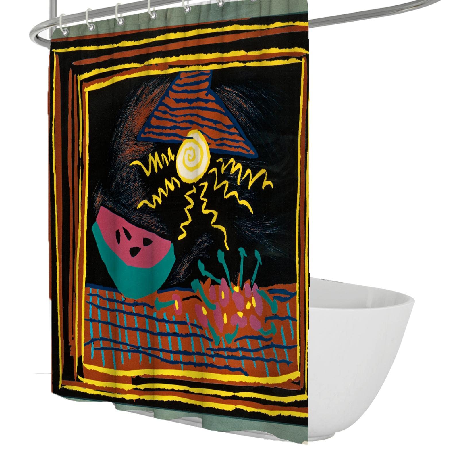 Berühmte Malerei Duschvorhang Print Classic Retro Pablo_Picasso abstrakte Malerei Trockene und nasse Trennung Trennvorhang mit Haken B180xL200cm Duschvorhang