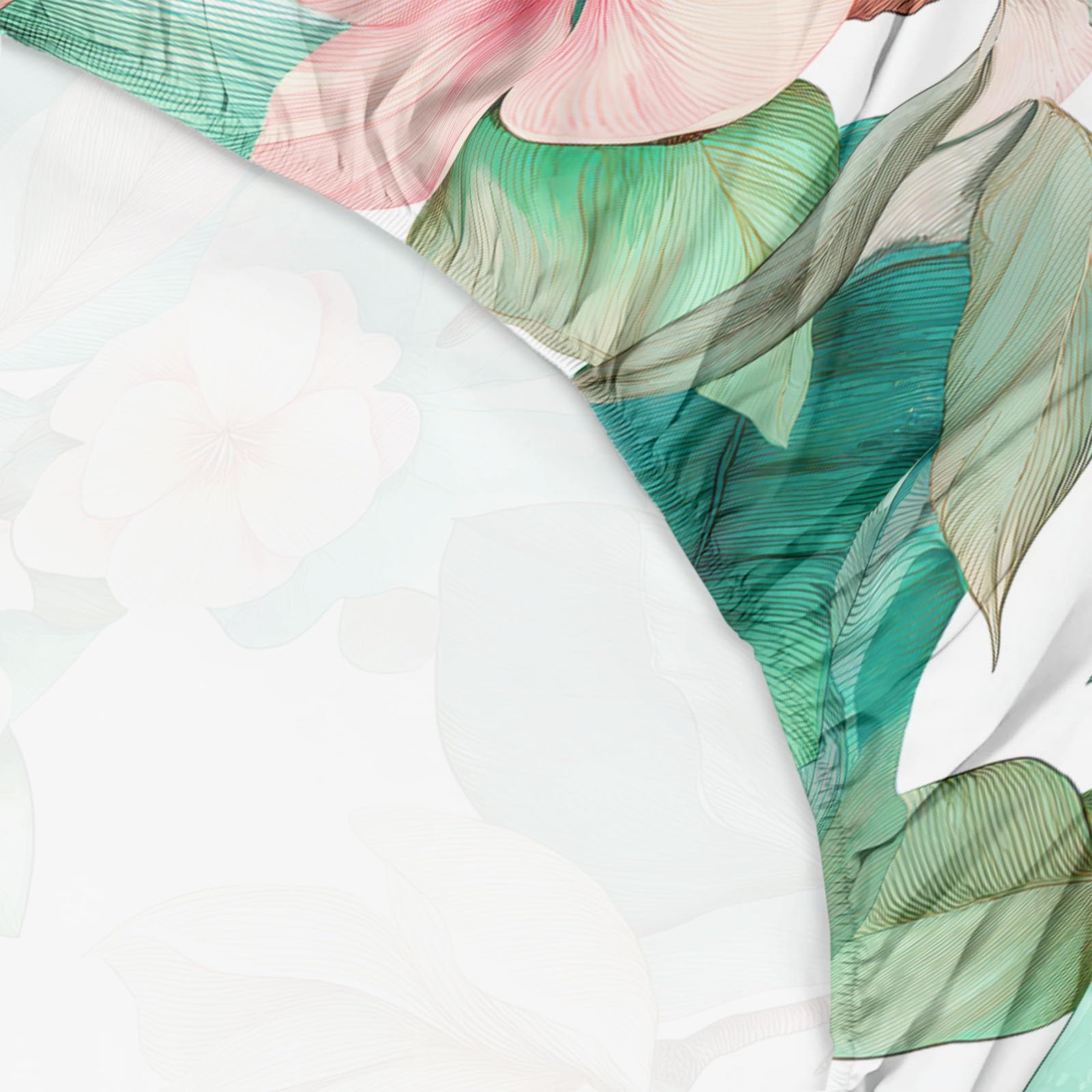 90 x 190 cm, niebiesko-białe prześcieradło z gumką, kwiaty magnolia liście Monstera, miękka czapka z mikrofibry 30 cm, 2-osobowy materac z mikrofibry, bardzo miękki i oddychający z gumką dookoła