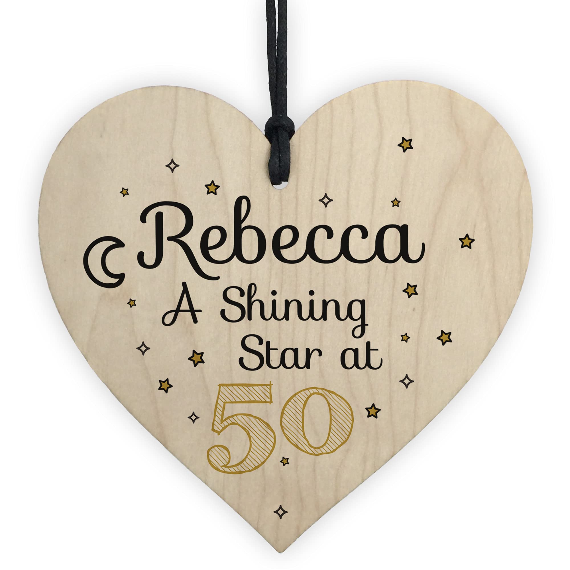 Red Ocean 50th Birthday Gifts For Her Wooden Heart Sign Gift For Friend Mum Auntie Sister