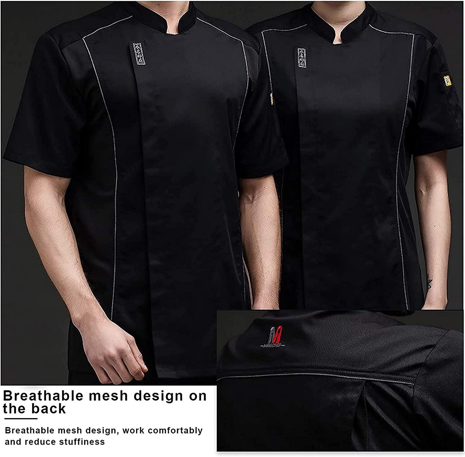 Uniformi alla Moda Cappotto da Cuoco Uomo Donna Manica Corta Uomo Western Restaurant Giacca da Cuoco Donna Cafe Abbigliamento da Lavoro da Cucina Panetteria Top da Cucina Uniforme da Chef Fast Food (