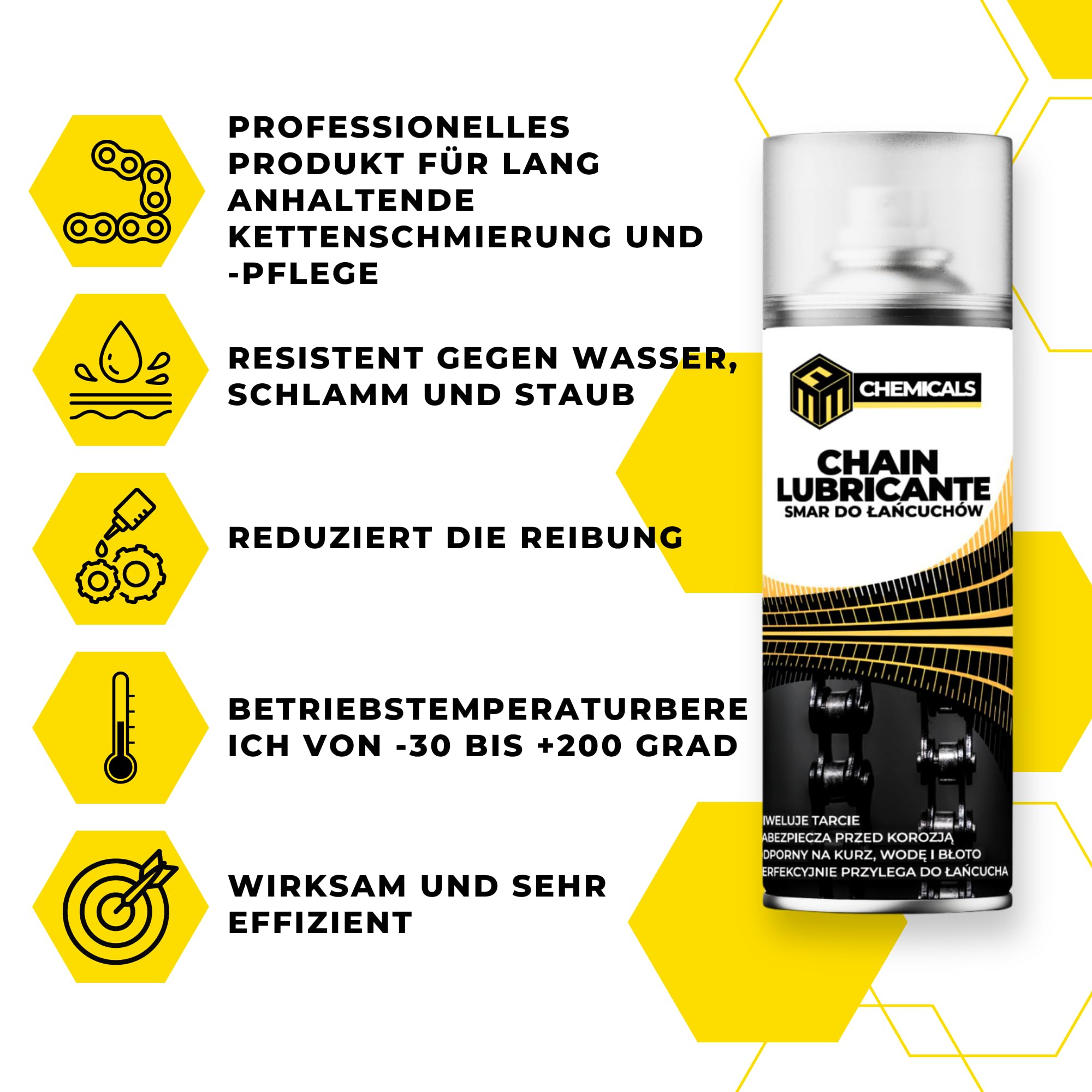 12 x Kettenspray 400 ml, Professionelles Kettenfett Schmiermittel Rostlöser für Fahrrad Motorrad Rennrad MTB Kette, Gegen Wasser, Schmutz und Korrosion