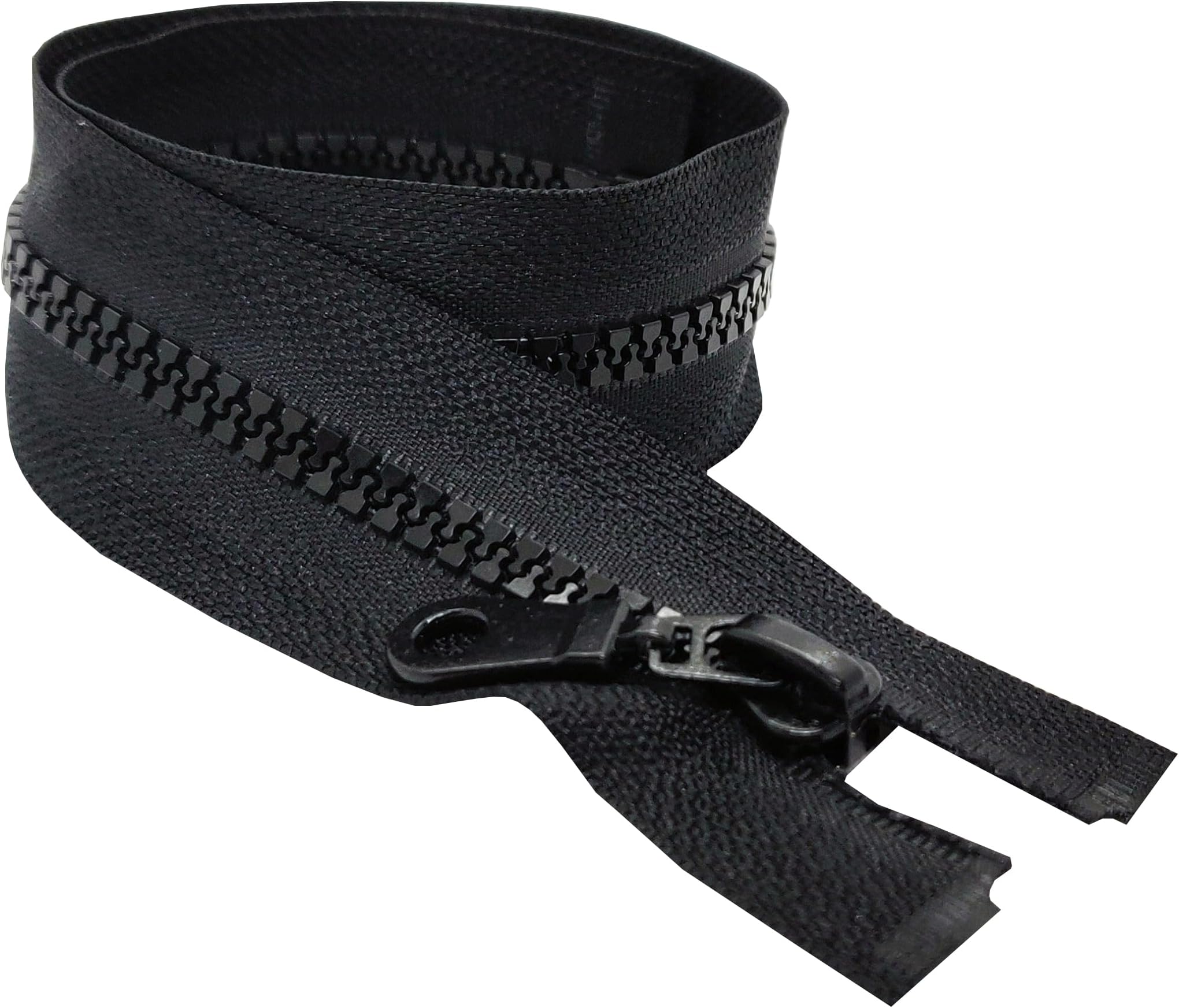 Black Chunky Zip Open-End Fastener Single Slider One Way Resin Zipper Size #5 Ideal for Jackets Fleeces Coats Replacement Zip Repair (70cm (27"))