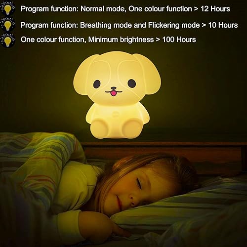 Miniatura 3 de Luz nocturna para niños, bonita lámpara de perro táctil, luz de estado de ánimo, luz LED suave con 9 colores cambiantes, regalo para niñas, niños,