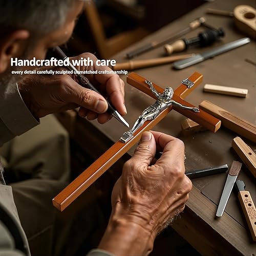 Miniatura 5 de Pietism Crucifijo Cruz de pared hecha a mano Cruz de madera católica cruz de Jesús cruz católica cruz decoración de pared - 12 pulgadas