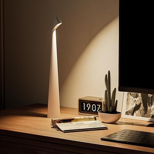 Miniatura 7 de Lámpara de escritorio inalámbrica, luz de mesa portátil, lámpara táctil recargable, lámpara LED funciona con pilas con 3 niveles de brillo para