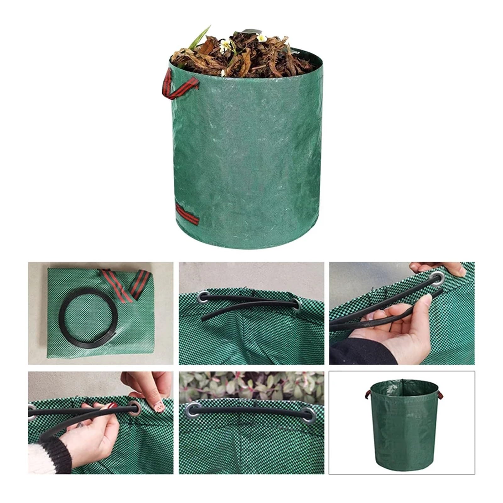 Bolsa for residuos de jardín 60 a 500 l, gran capacidad, reutilizable, impermeable, for hojas, malezas, for almacenar(400L 80x80cm)