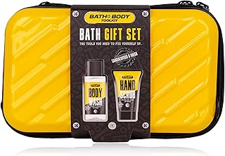 Accentra BATH + BODY TOOLKIT Geschenkset Männer in Hardcase Etui - Bade- & Duschset mit Sandalwood & Musk inkl. 100ml Duschgel & 50ml Hand Scrub - 2-Teiliges Wellness Reiseset für Männer