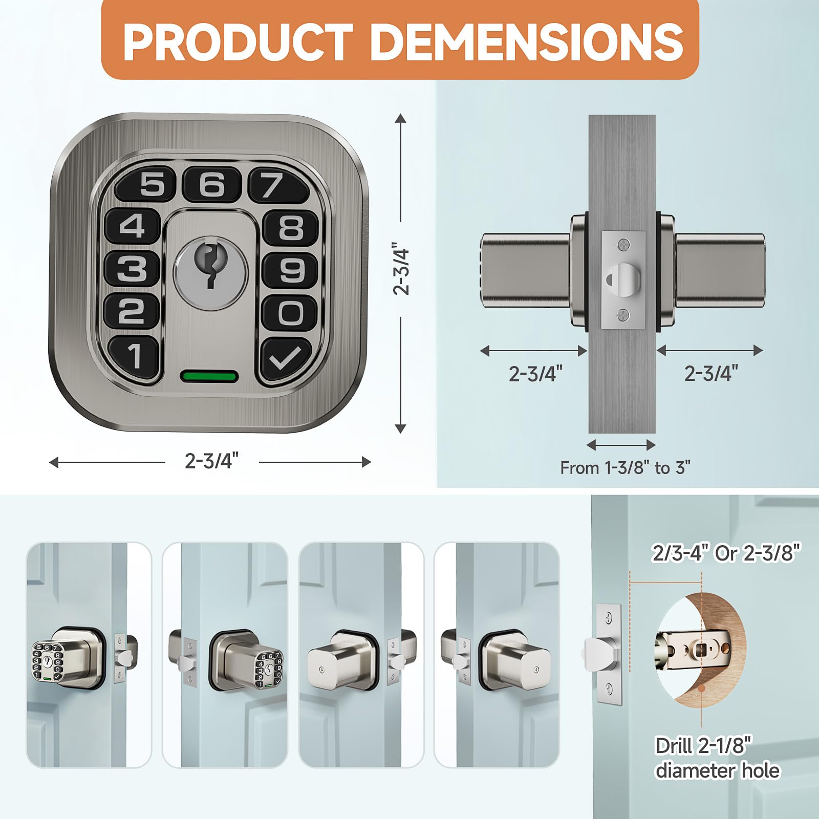 Keypad Door Lock - Waterproof & Auto Lock -7