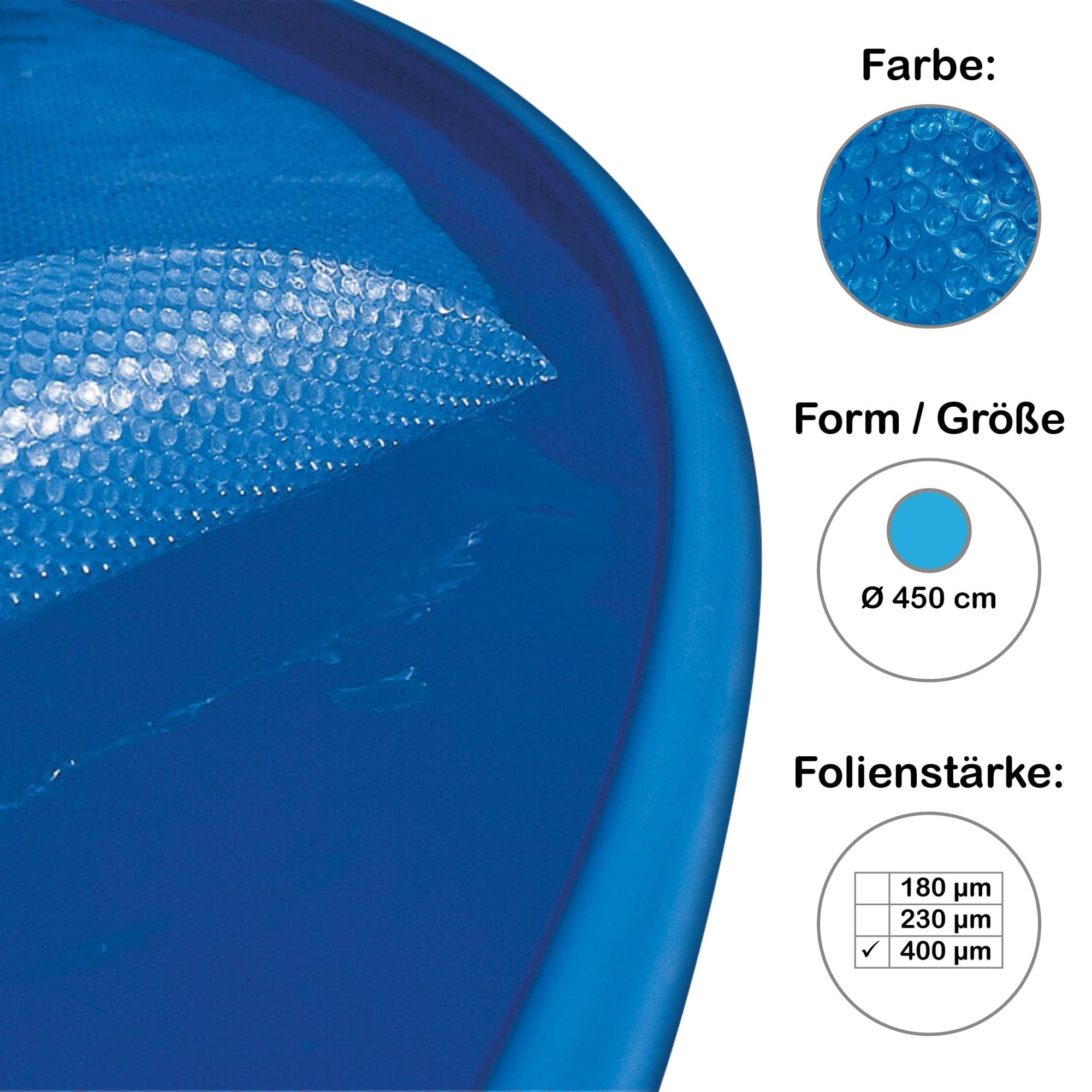 Profi Line Solarplane, Solarfolie für Pool rund 450 cm, 400 µm
