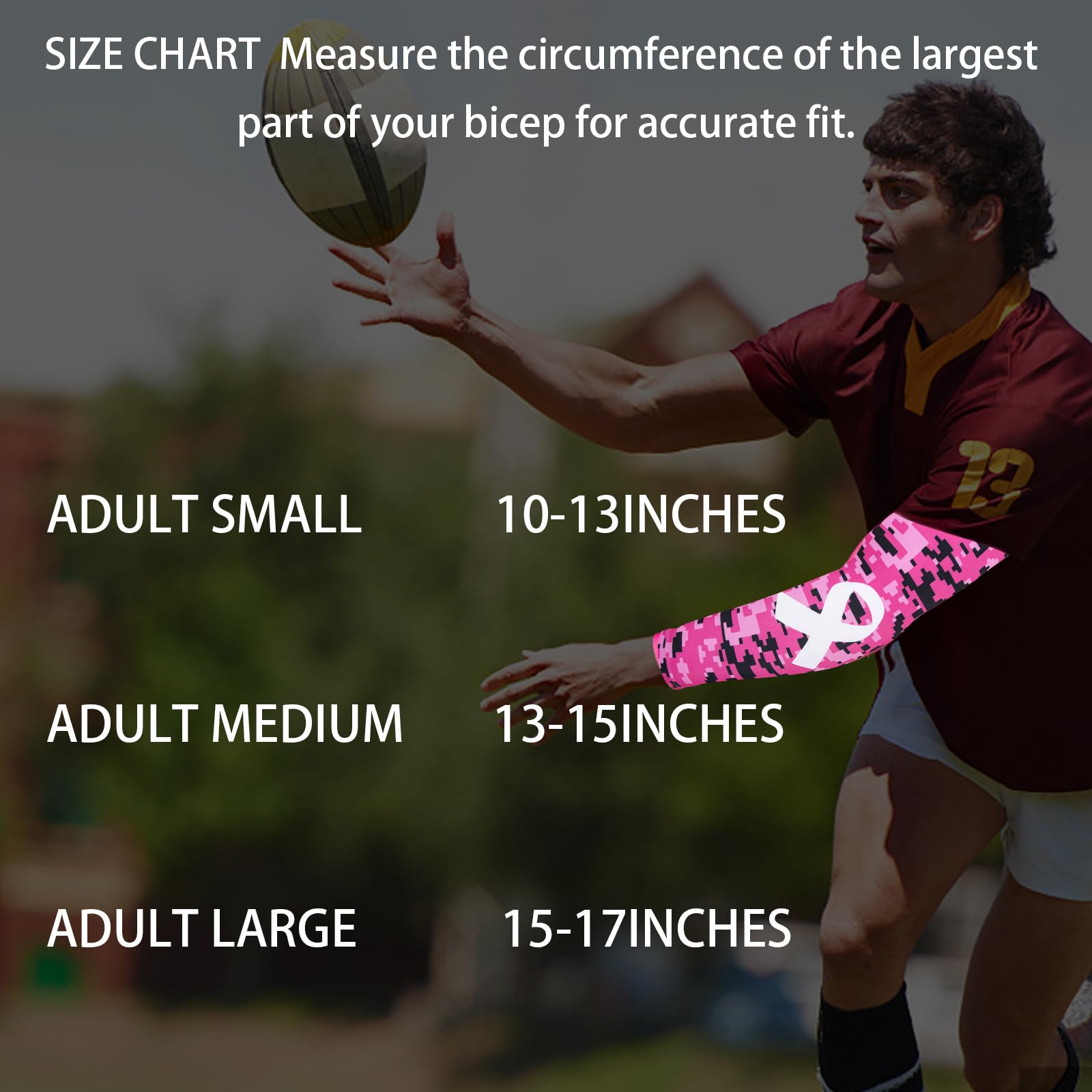 Yxmeiguo Pink Breast Cancer Arm Sleeves, Sports Compression Arm Sleeve for Youth Kids Men Women, Pink Arm Sleeves for Football Baseball Basketball Cycling Sports, 1 Pair
