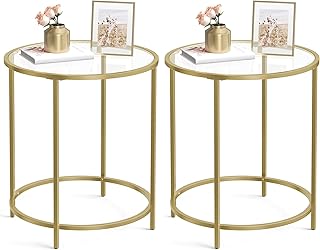 12 Living Room Side Table Ideas for Useful Stylish Accents 32 VASAGLE Round Side Tables, Set of 2, Glass End Tables with Metal Frame, ...