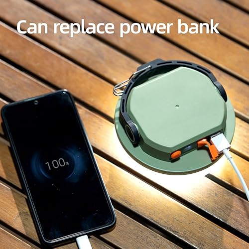 Miniatura 5 de Linterna de camping LED recargable 1000lm 2 en 1 10000mAh recargable luz de camping y cargador de teléfono para senderismo, viajes - 7 modos de luz