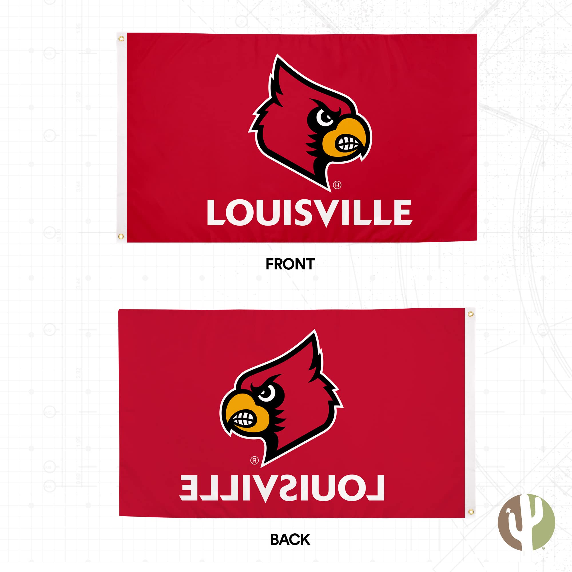 Desert Cactus University Of Louisville Flag – 3x5 Feet Polyester College Flag, Indoor/Outdoor, Officially Licensed