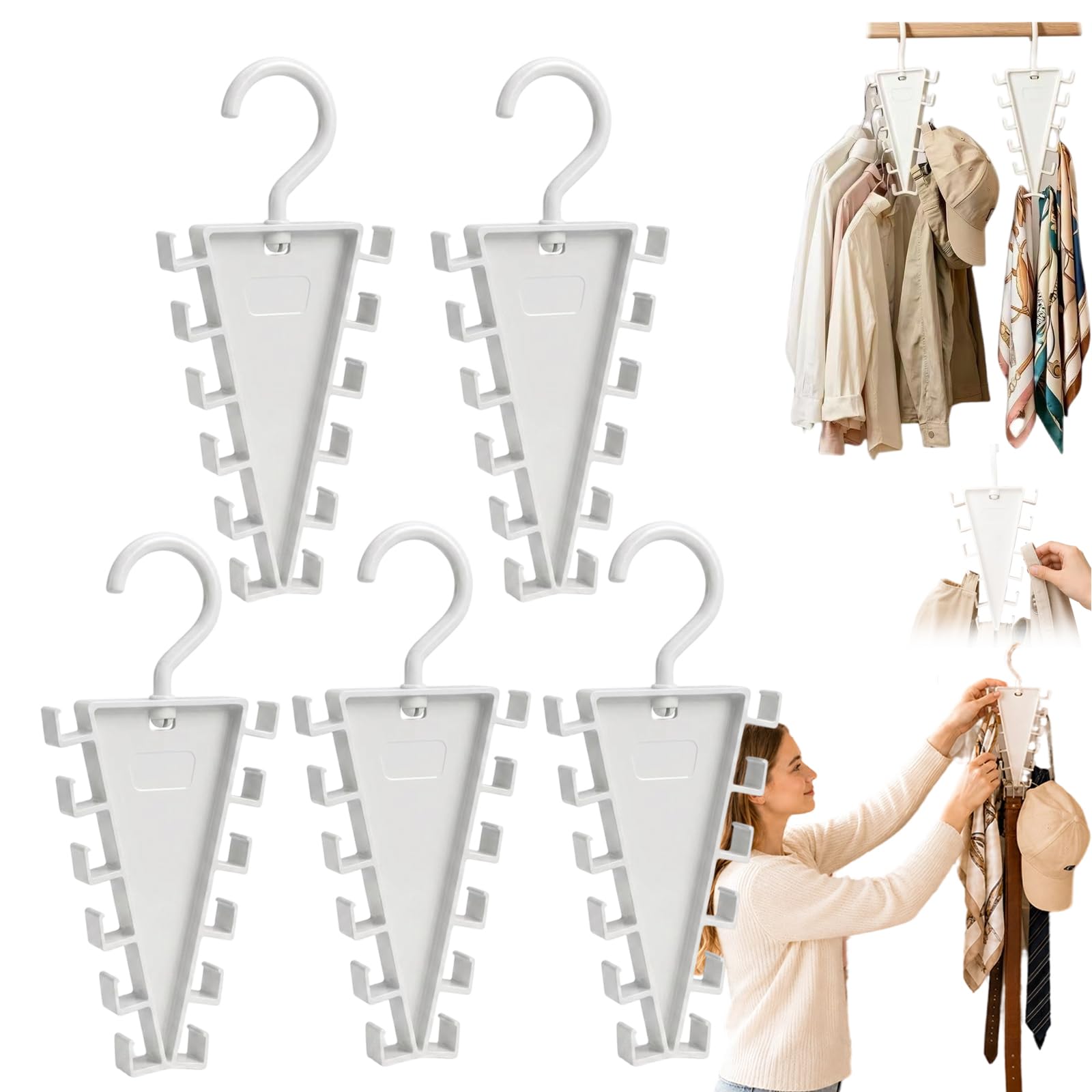 12-Hook V Shaped Hanger, V-Shaped Double-Sided Closet Organizer Hanger，5