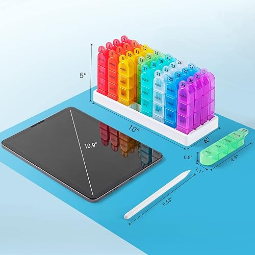 Miniatura 5 de Zoksi Organizador mensual de pastillas 4 veces al día, organizador de pastillas para 30 días, organizador de pastillas de un mes, pastillero de 31