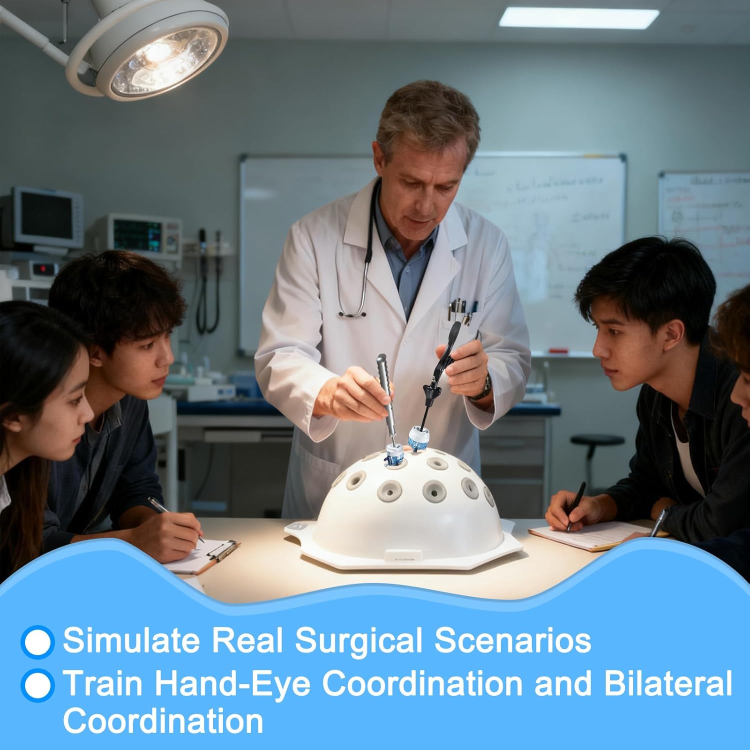 Laparoscopic Surgery Simulator - Portable Training Box & Basic Laparoscopic Skills Trainer with Interchangeable Training Modules, Surgical Practice Model for Medical Students & Clinical Skills