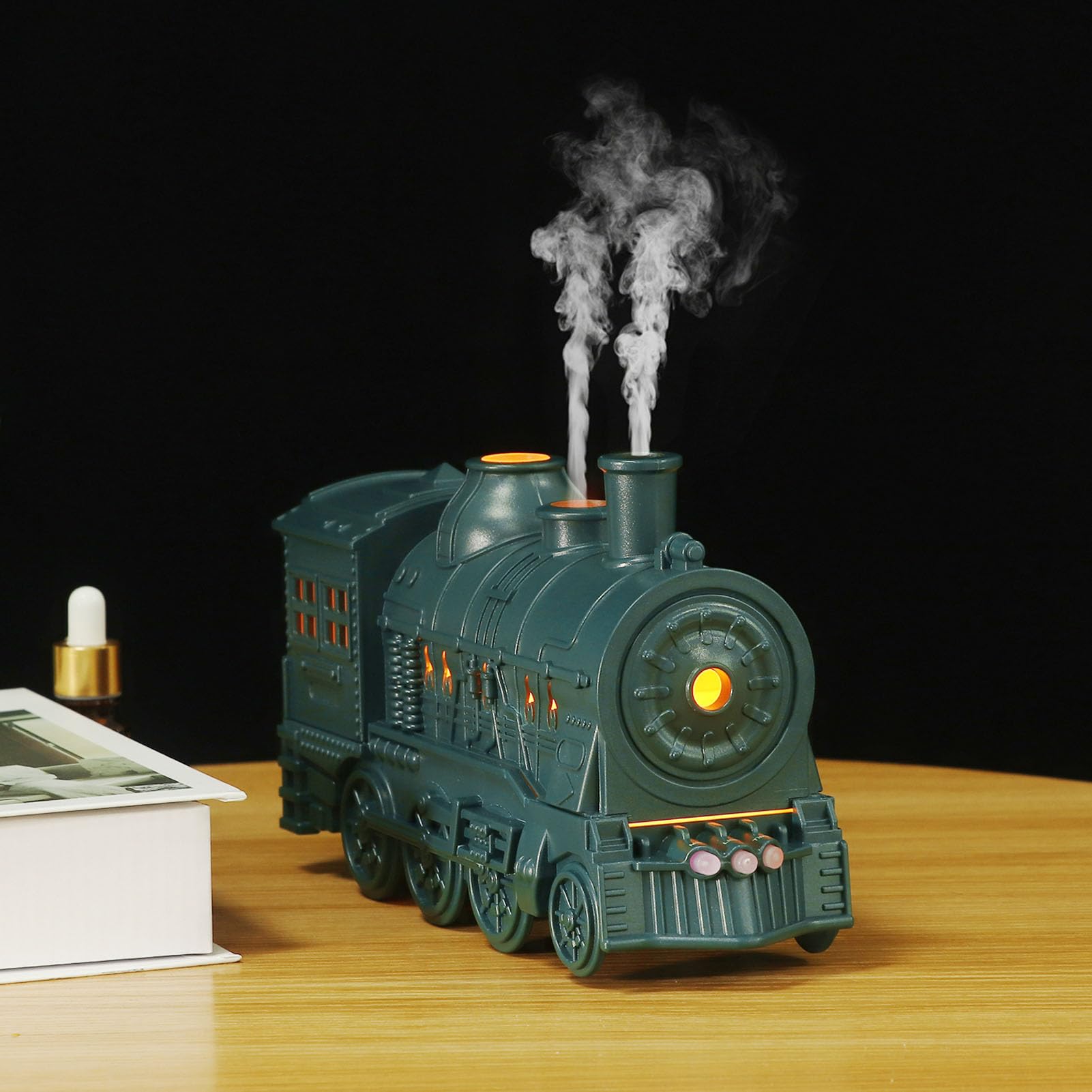 Diffusore per Treni, Diffusore Umidificatore per Treni da 300 Ml, Diffusore di Oli Essenziali, Umidificatore a Nebbia Fredda, per Ufficio in Camera da Letto (Spina europea)