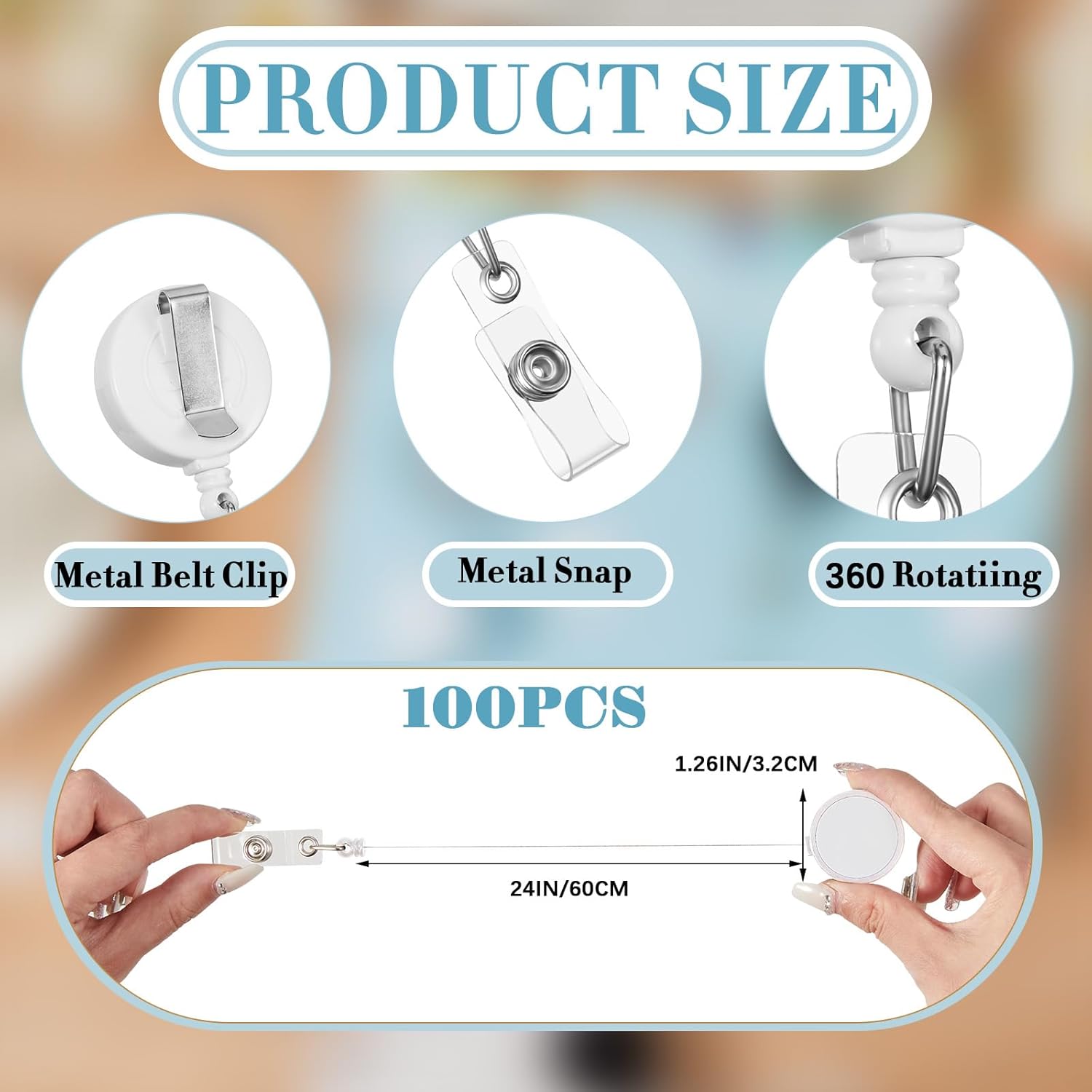 Tenceur 100 Pcs Sublimation Badge Reel Blanks Nurse Cute Retractable Name ID Clip Badge Holder for Doctor Nursing Name Medical Assistant Coworker Work Accessories Bulk Gifts