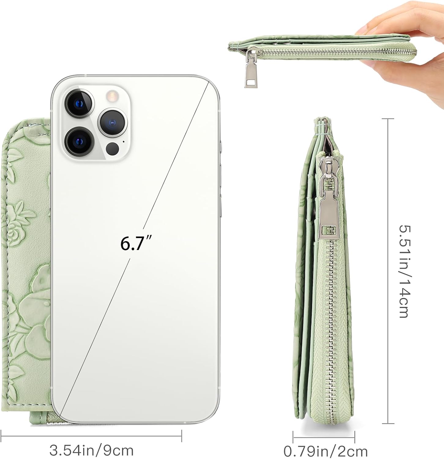 GAEKEAO Small Credit Card Holder Wallet for Women RFID Leather Slim Wristlet Keychain Wallets With Zipper Pocket - Image 4