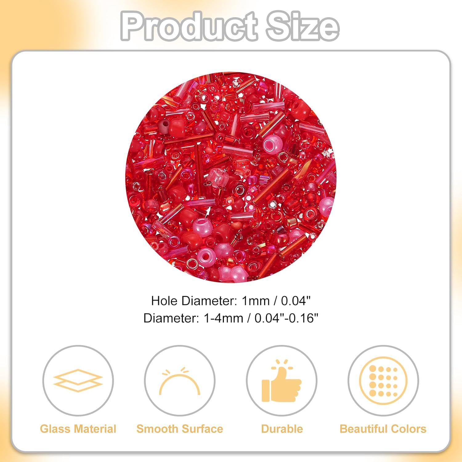 uxcell 1000 Pcs Mixed Glass Seed Beads, 1-4mm Mini Loose Glass Bugle Beads for DIY Earrings, Necklaces, Bracelets, Jewelry Making, Red - Image 2