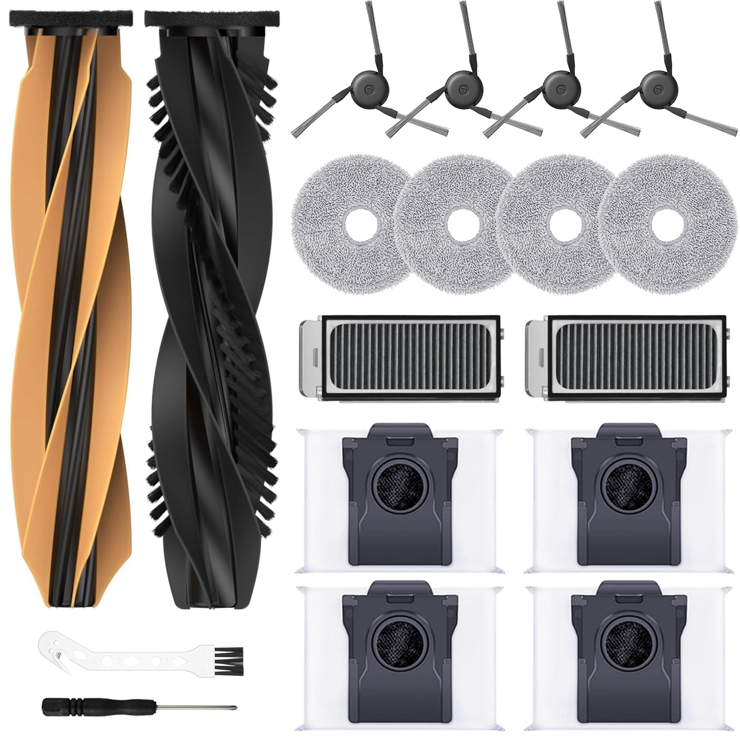 L40s Pro Ultra Accessoires pour Dreame X50 Ultra Complete/ L40s Pro Ultra / L50 Pro Ultra Pièces de Rechange X50 2 Brosse Principale 4 Sacs à Poussière 4 Chiffons 4 Filtres 4 Brosse Latérale L40s Pro Ultra Accessoires pour Dreame X50 Ultra Complete/ L40s Pro Ultra / L50 Pro Ultra Pièces de Rechange X50 2 Brosse Principale 4 Sacs à Poussière 4 Chiffons 4 Filtres 4 Brosse Latérale