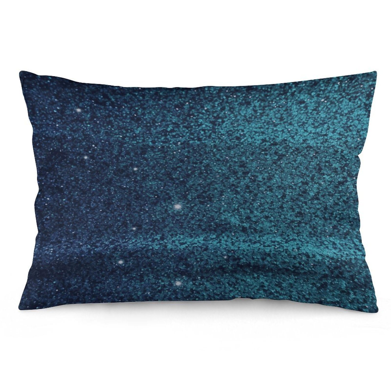 Teal Glitter Throw Pillow Covers with Silent Zipper Polyester Pillow Protectors Removable Pillow Cases Soft Pillowcase Cozy Pillow Sham Cushion Cover for Sofa Car Bed 20"x30"
